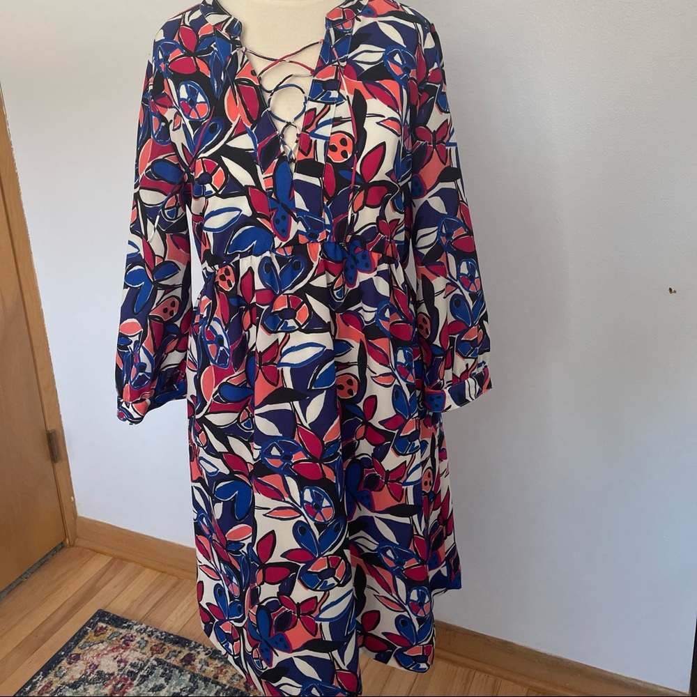 J Crew Multicolor Floral Print Lined Dress Size M. NWOT.